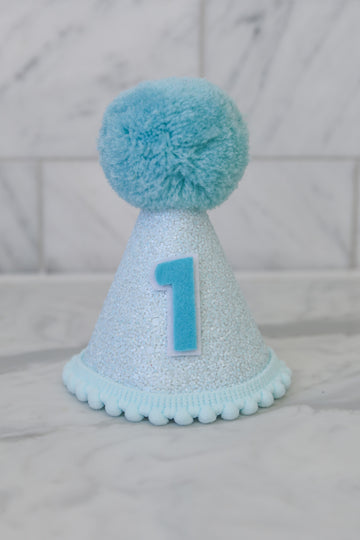 Blue Glitter Birthday Party Hat