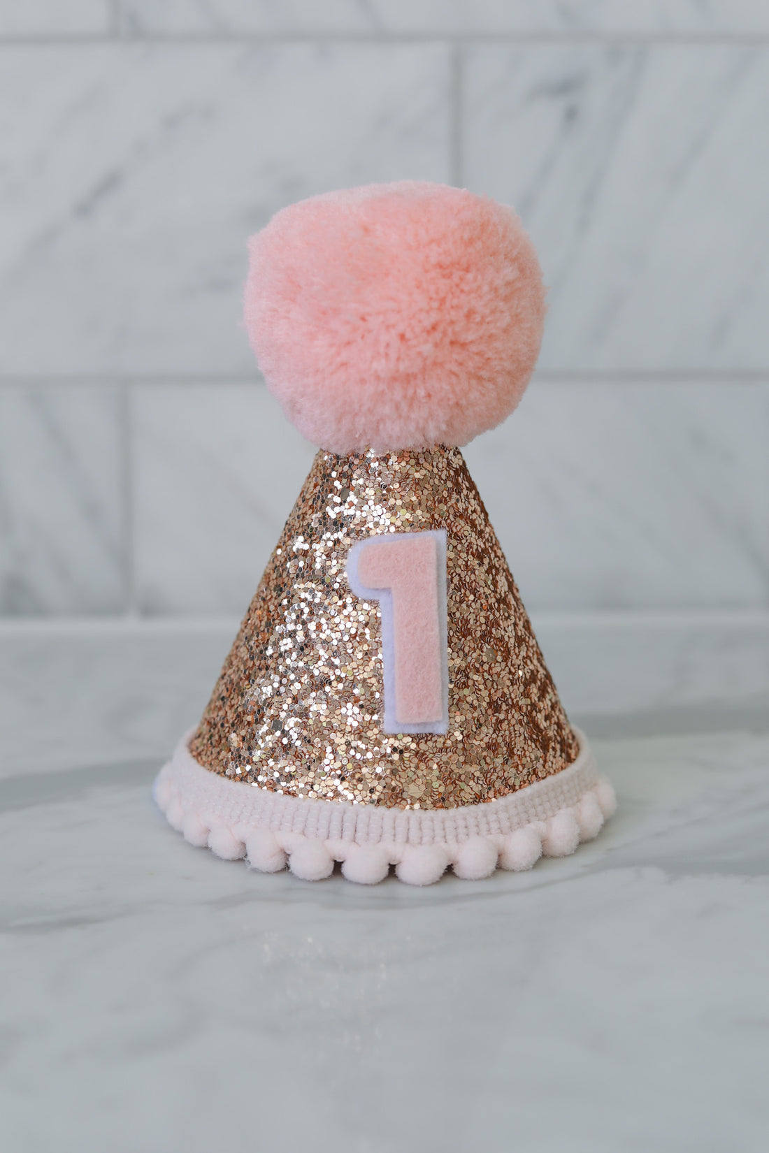 Rose Gold and Pink Glitter Birthday Party Hat