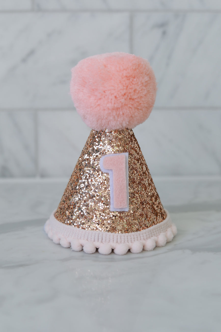 Rose Gold and Pink Glitter Birthday Party Hat