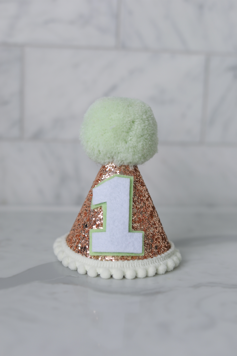 Rose Gold and Mint Birthday Party Hat