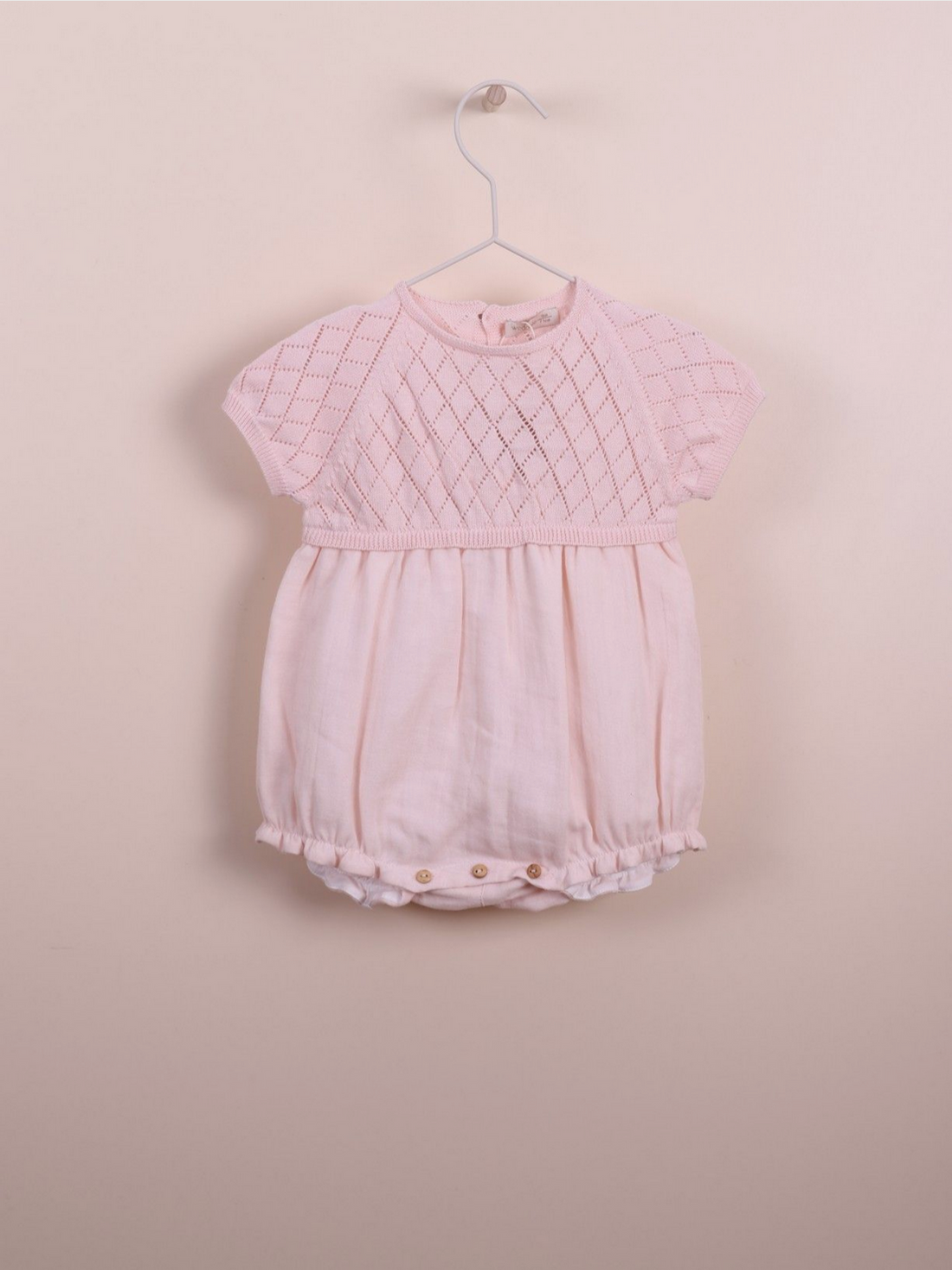 April Knit Bubble Romper- Soft Pink