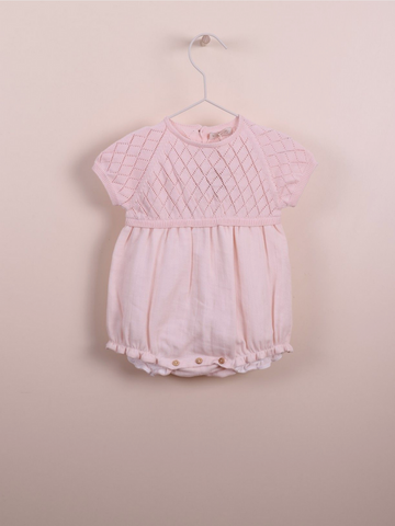 April Knit Bubble Romper- Soft Pink