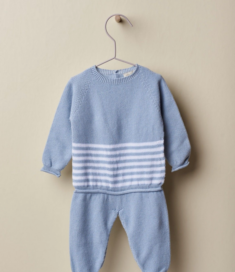 Sebastian Stripe Sweater Set- Soft Blue