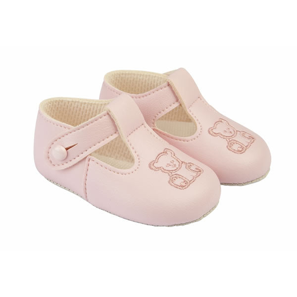 Teddy Pram Shoes- Soft Pink