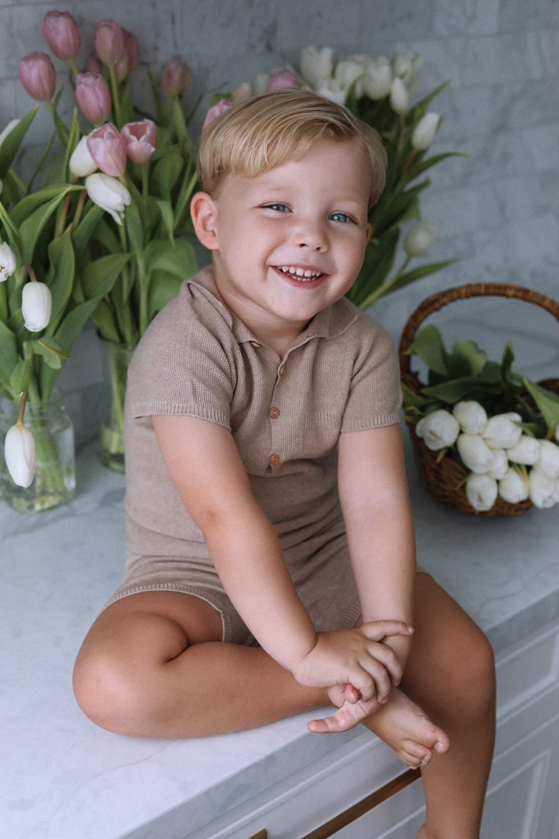 Finley Polo Sweater Set- Camel